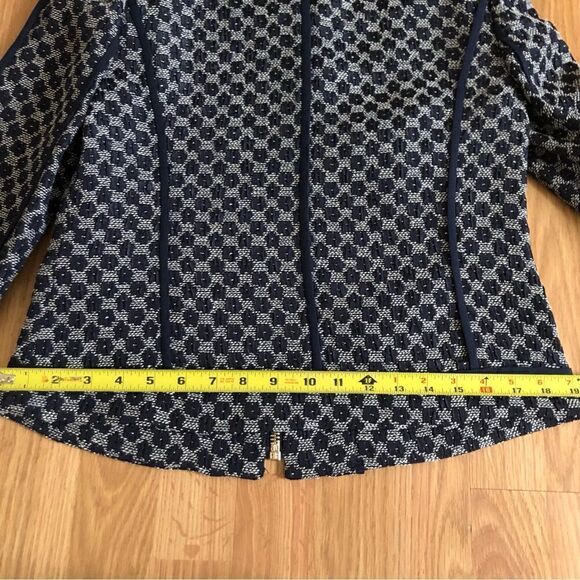 KARL LAGERFELD HONEYCOMB BLACK GREY ZIP CROPPED BLAZER JACKET - Picture 6 of 10